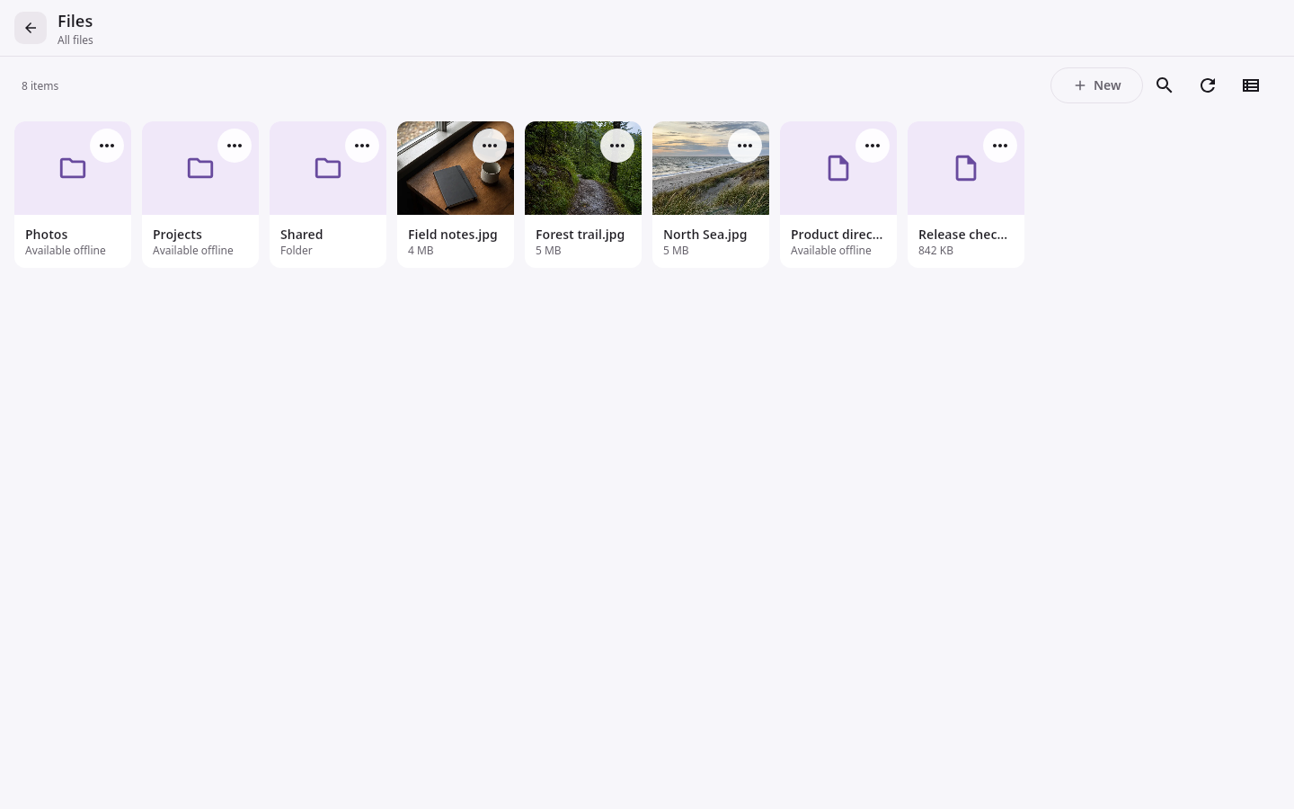 Homepage Files workspace: Synced with offline content
